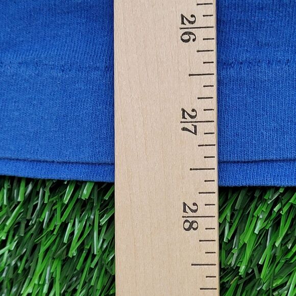 Vintage 90s Fruit-of-The-Loom Shirt XL 23x27 Blue Slogan - Picture 5 of 16